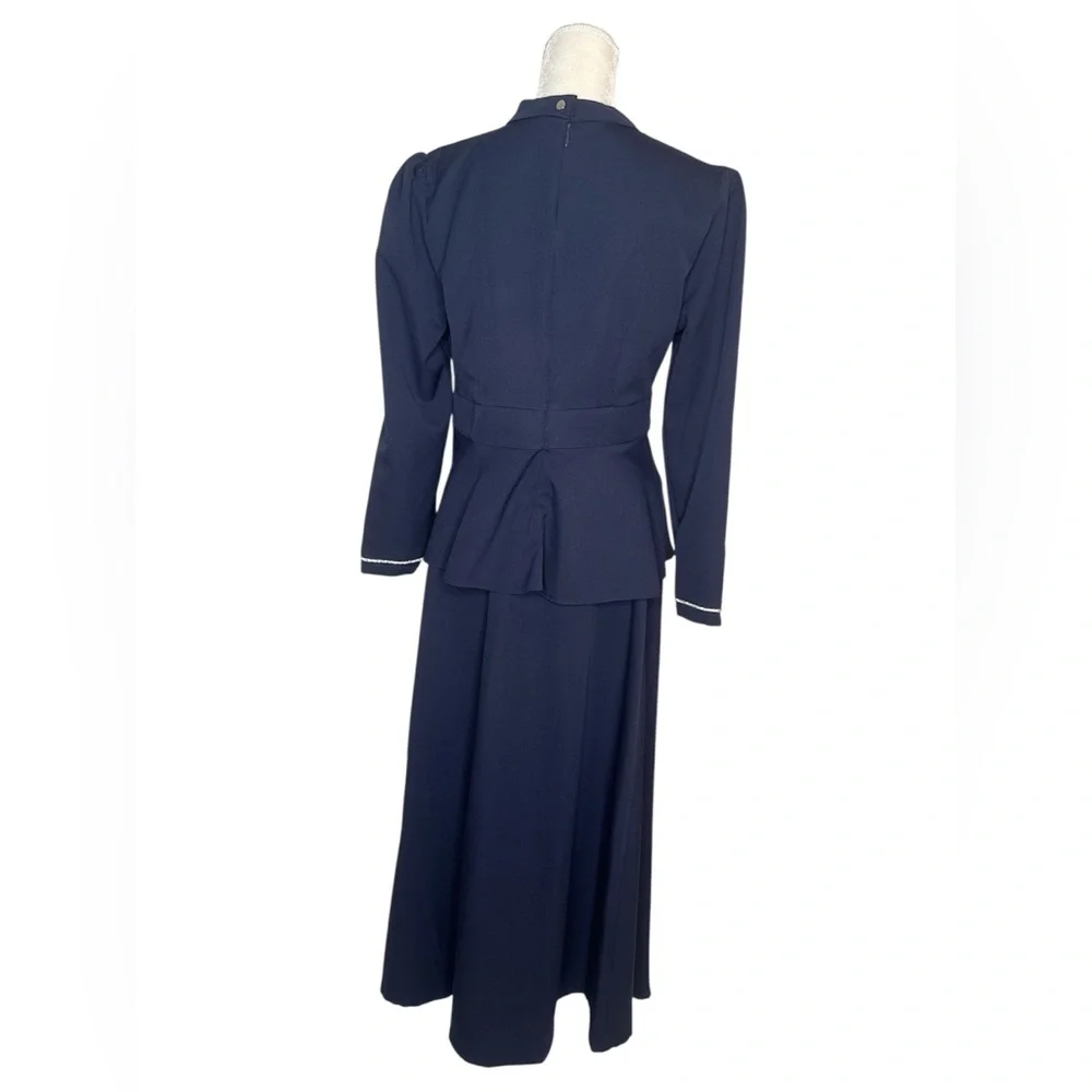 Elegant women navy blue two piece skirt set size 42EU new long - Picture 7 of 7